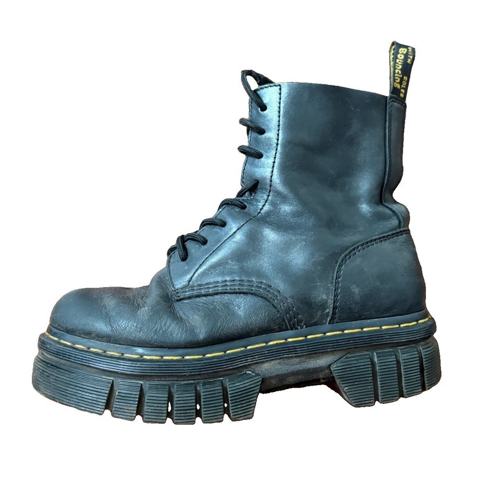 Dr. Martens Audrick 8-Eye Combat Ankle Boot Black Leather Lace Up US 8